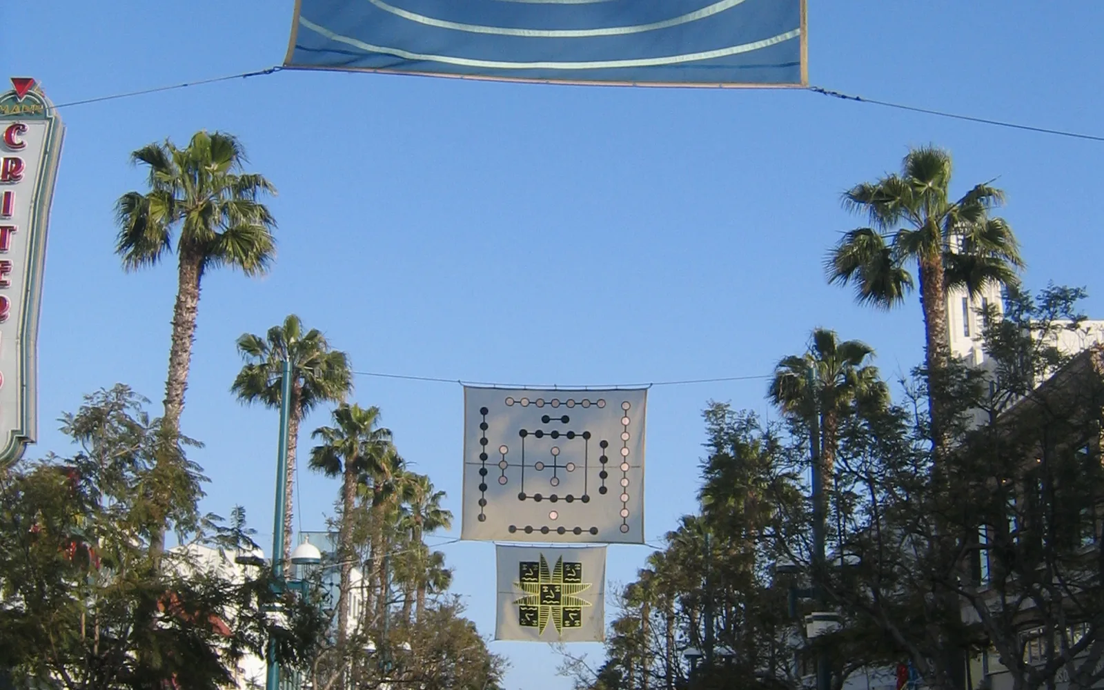 The pedestrian shopping district of Third Street Promenade in downtown Santa Monica showing the open esplanade and storefronts